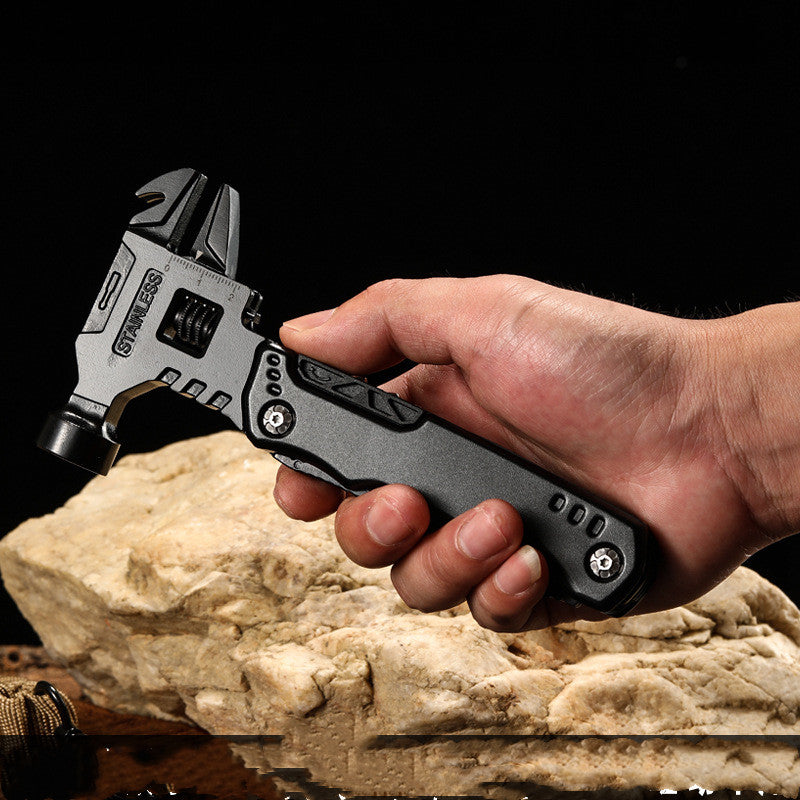 Outdoor EDC Black Multi-functional  Pliers Tool  w/ Adjustable Wrench