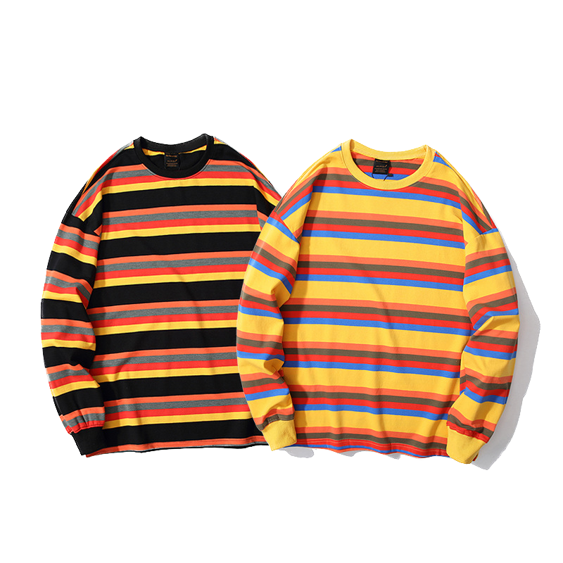 "Striped Long-Sleeved Pullover"