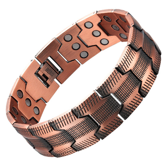 Copper Three-row Magnetic Negative Ion Healing Therapy Bracelet