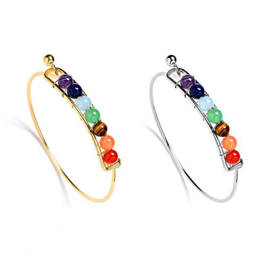 Boho natural stones beads  7 chakra healing bracelet