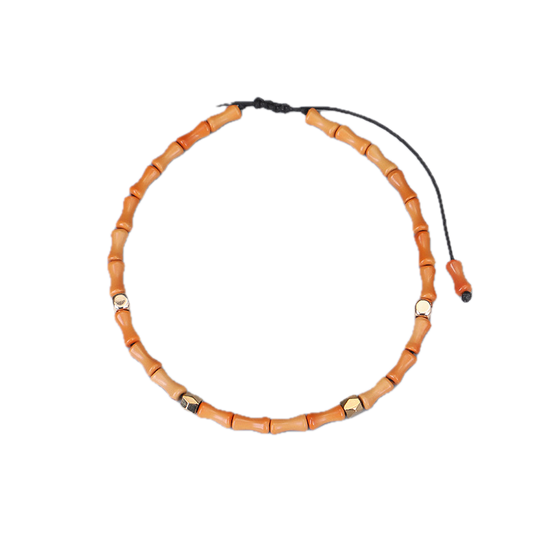 Olive Core Bamboo Bracelets with Cut Surface Copper Bead - Handmade Wenwan Bracelet