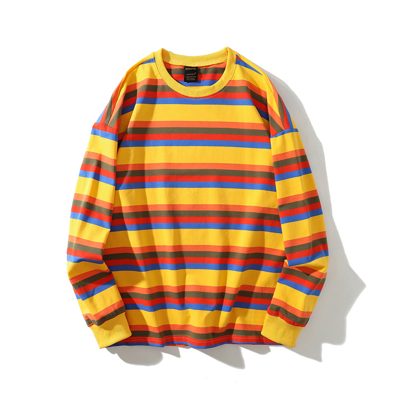 "Striped Long-Sleeved Pullover"