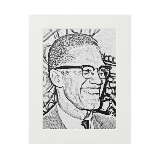Malcolm x B&W Hand Sketched Art Print , Malcolm x Art Print, Civil Rights Art Print for home office or gift