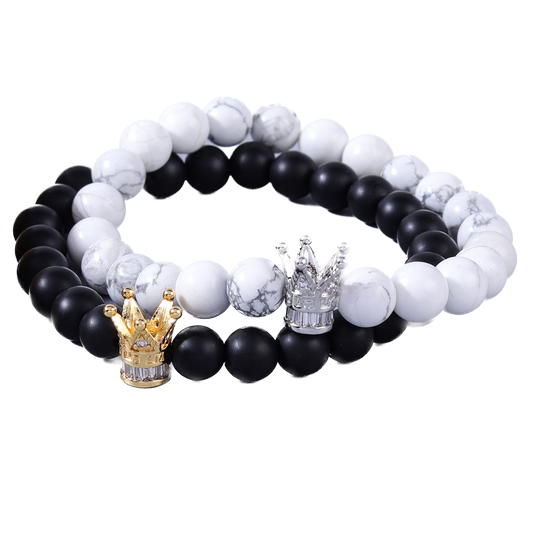White Turquoise Natural Stone Couples Bracelet: Symbolize Your Bond with Nature's Beauty - The Nile 