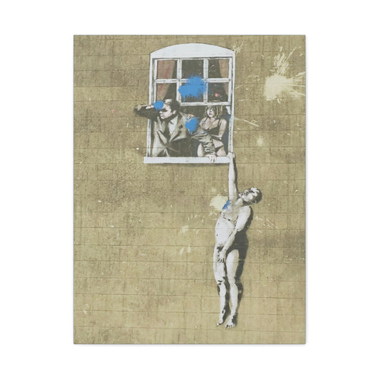Well Hung Banksy Canvas Print - Urban Street Art Home Decor Gift for Home or Office